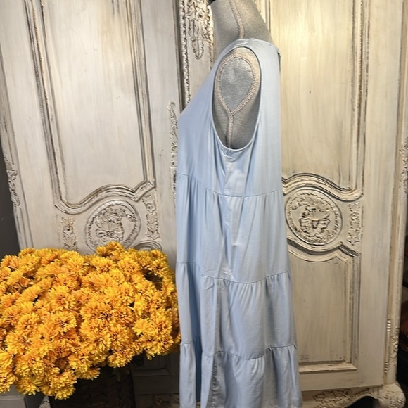 Kirundo Sweet Babydoll Tiered Soft Blue Sleeveless Dress Ballet core Fairy core - Picture 4 of 9